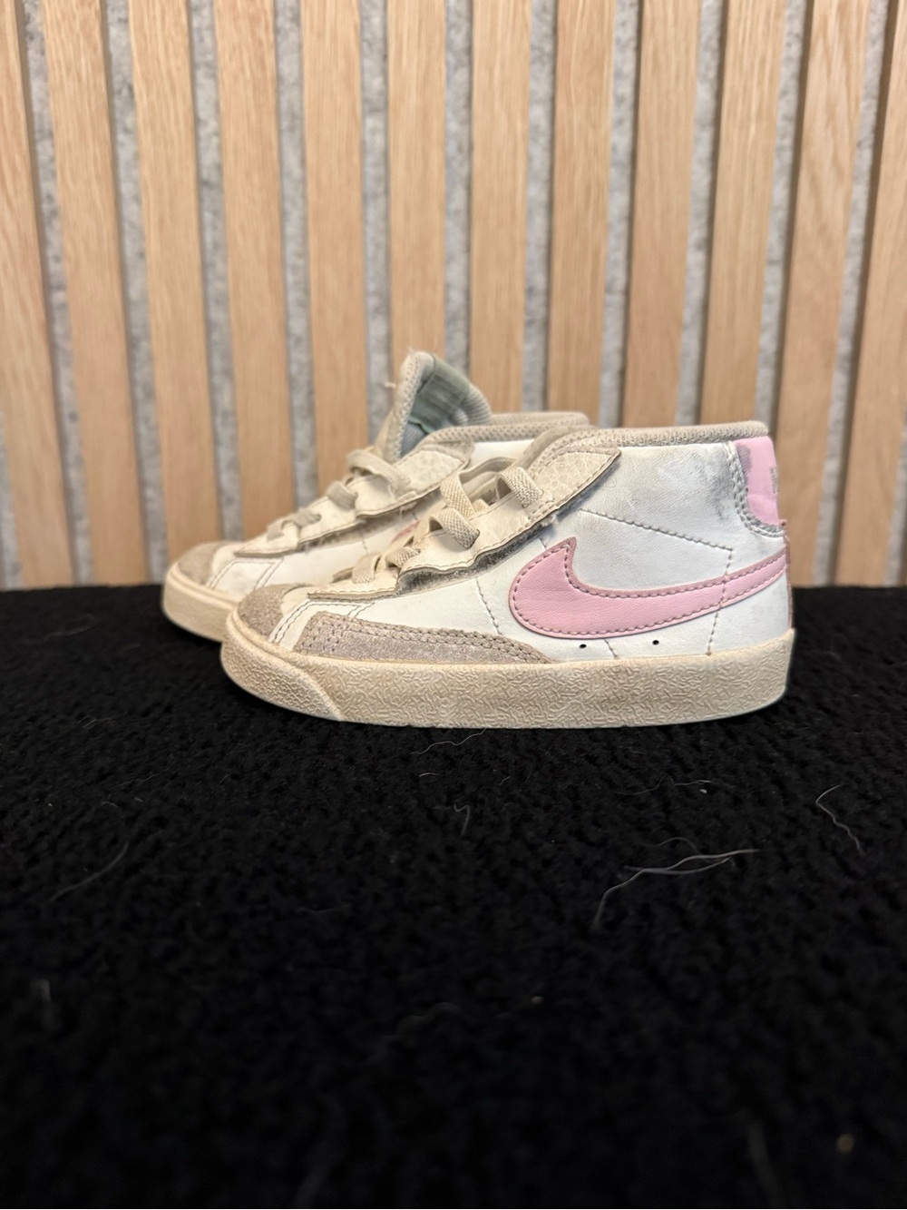 Nike Kids Mid-Top Sneakers in White and Light Pink